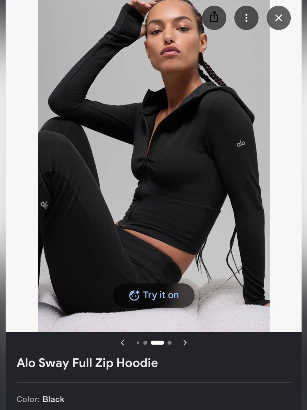 ALO Yoga Black Full-Zip Hooded Jacket